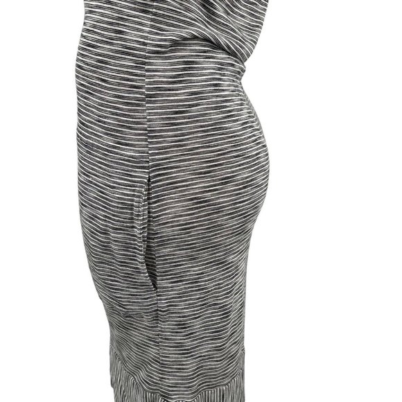 Lucky Brand Knit Dress Women's Size Medium Gray Striped Pockets Short Sleeve - Picture 4 of 7